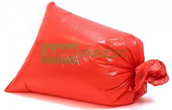 Мешки для мусора 120 л, 40 мкм, в рулоне 10 штук, ПВД, 2 слоя, 70x110 см, Премиум, красные - Вид 3